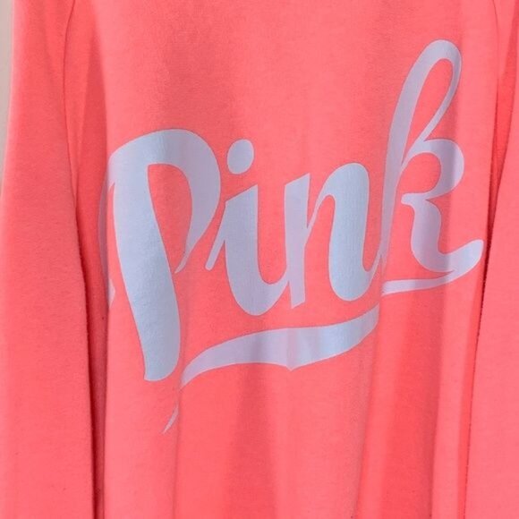PINK Victoria’s Secret Cold Shoulder Sweatshirt Tank Coral Logo Graphic XS - Picture 9 of 11